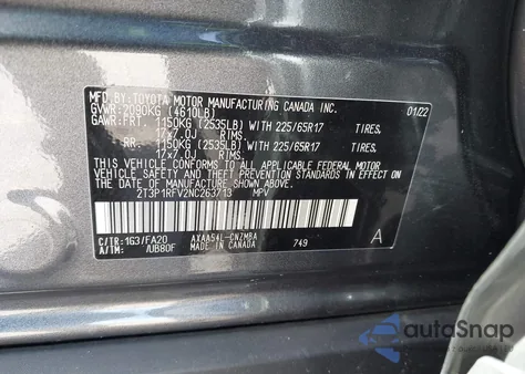 2022 Toyota Rav4 Xle из США, поврежденный, VIN 2T3P1RFV2NC263713